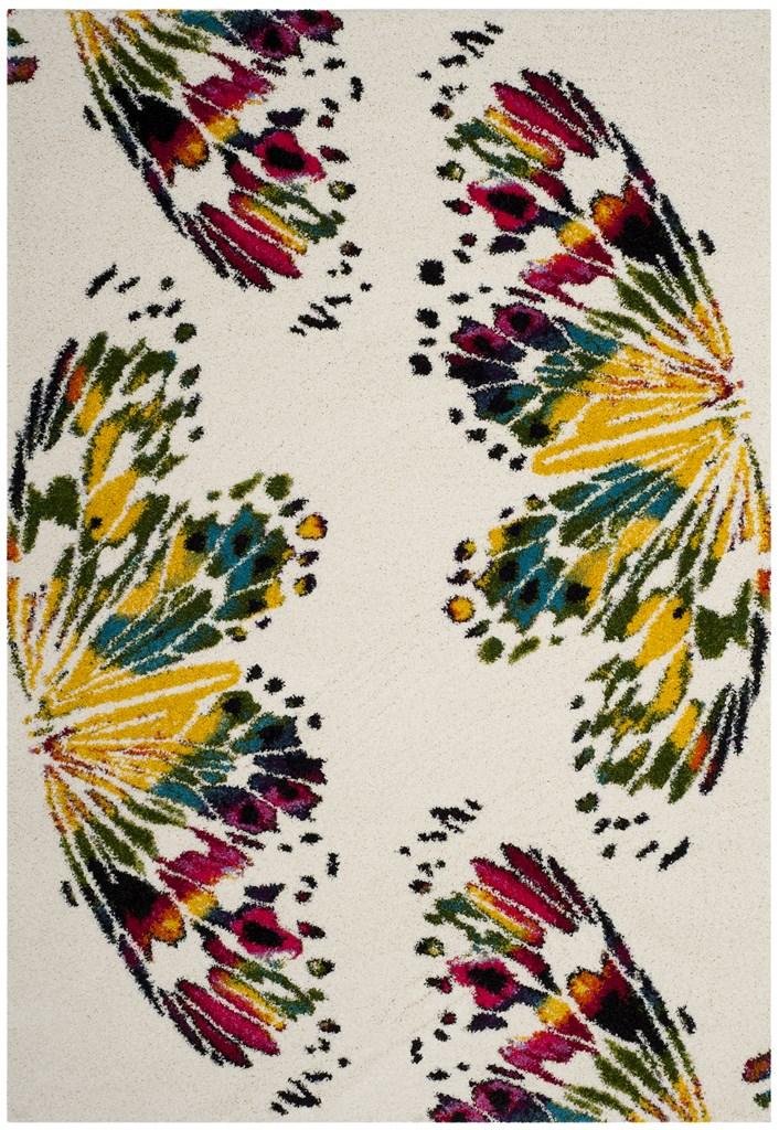 Picture of Safavieh FSG368A-6 6 ft.-7 in. x 9 ft.-2 in. Medium Rectangle Fiesta Shag Power Loomed Rug&#44; Cream & Multi Color