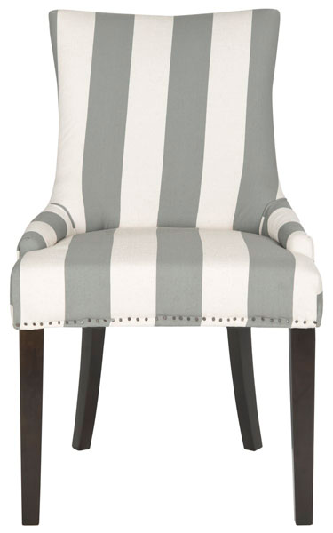 MCR4709X-SET2 19 in. Lester Awning Stripes Dining Chair - Flat Nail Heads, Grey & Bone - Set of 2 -  Safavieh