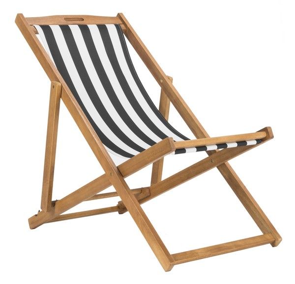 Picture of Safavieh PAT7040C-SET2 Loren Foldable Sling Chair&#44; Black & White - Set of 2