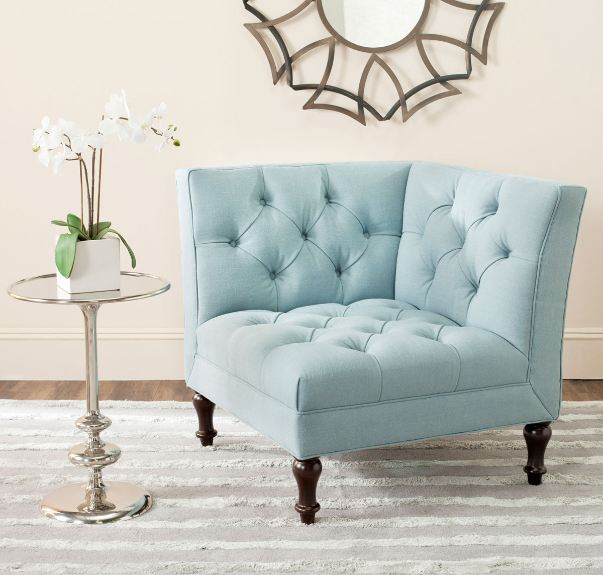 Picture of Safavieh MCR4643B Jack Tufted Corner Chair&#44; Soft Blue