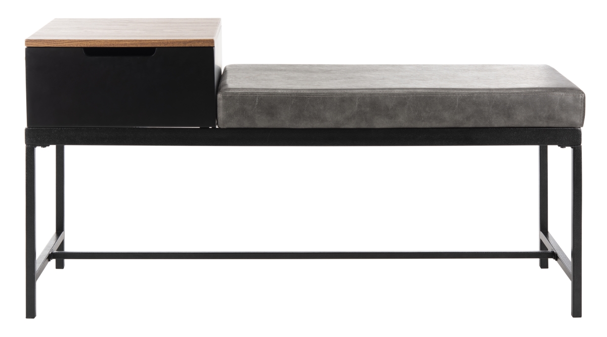 Picture of Safavieh BCH6401A Maruka Bench with Storage&#44; Brown & Grey - 24 x 47.3 x 16 in.