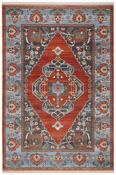 VTP482P-212 2 ft. 2 in. x 12 ft. Vintage Persian Collection Traditional Rectangle Power Loomed Rug, Rust & Blue -  Safavieh