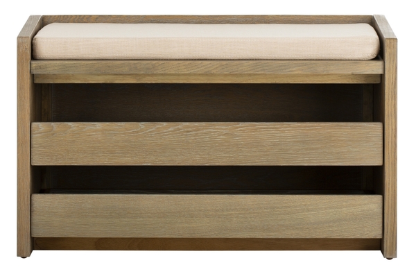 Picture of Safavieh BCH6400A Percy Storage Bench&#44; Rustic Oak & Beige - 20.6 x 33.8 x 17.5 in.