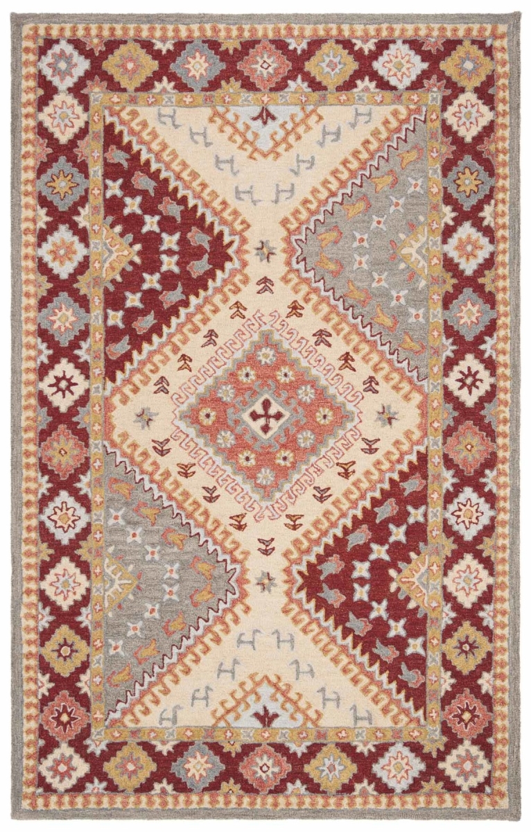Picture of Safavieh APN801Q-27 Aspen Global Rectangle Hand Hooked Rugs&#44; Red & Ivory - 2 ft.-3 in. x 7 ft.