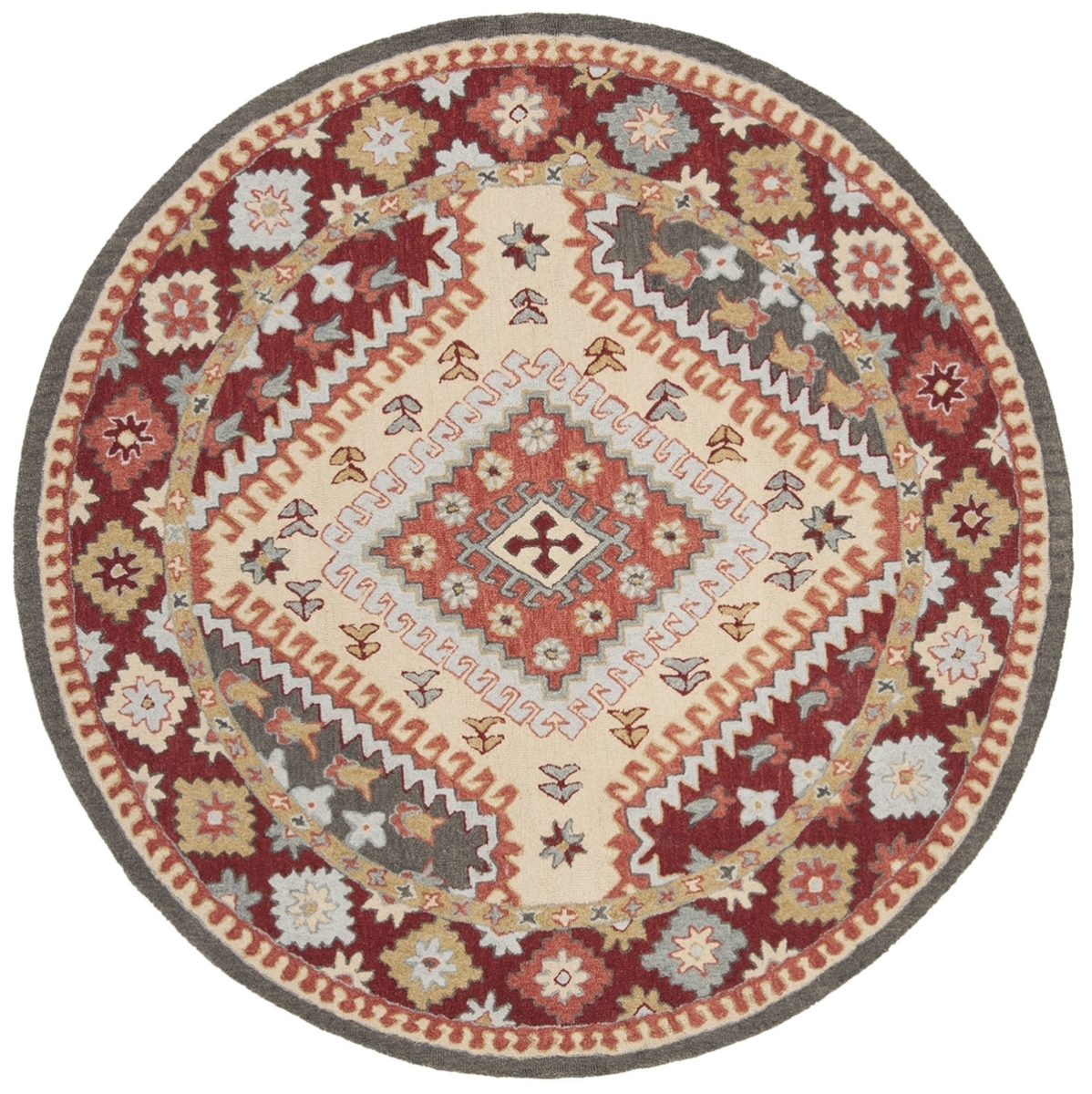Picture of Safavieh APN801Q-7R Aspen Global Round Hand Hooked Rugs&#44; Red & Ivory - 7 x 7 ft.