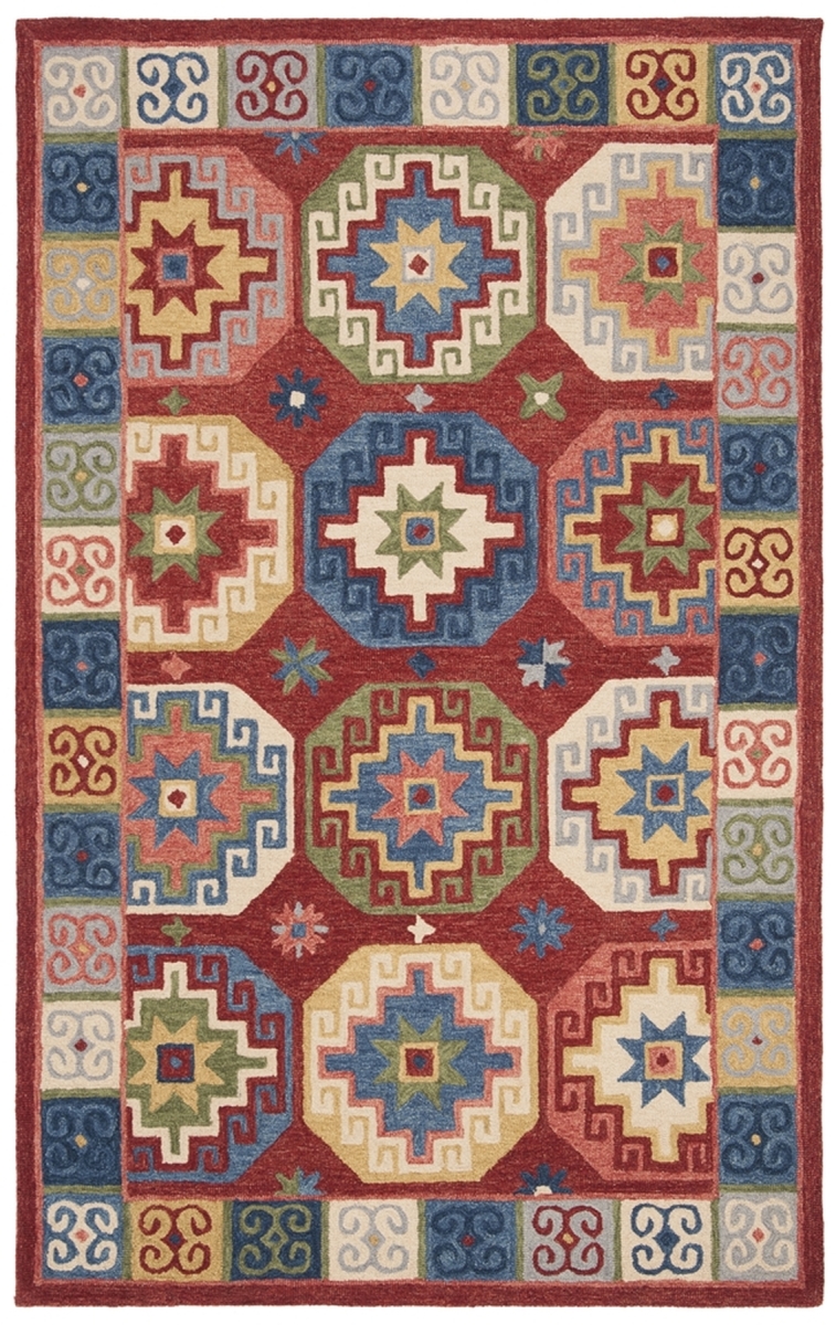 Picture of Safavieh APN802Q-2 Aspen Global Rectangle Hand Hooked Rugs&#44; Red & Blue - 2 x 3 ft.