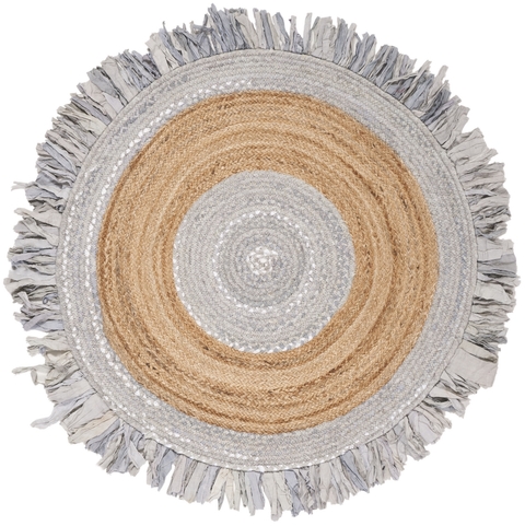 Cape Cod Coastal Round Hand Woven Rugs, Light Grey & Natural - 3 x 3 ft -  Safavieh, SA965689