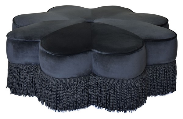 Picture of Safavieh OTT4500A Tanith Black Flower Ottoman - 14.4 x 40.9 x 40.9 in.