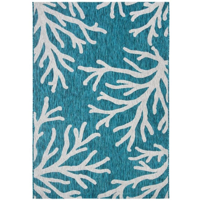 Picture of Safavieh CYH8854-37221-5 5 ft. 3 in. x 7 ft. 6 in. Courtyard Coastal Rectangle Rug - Blue & Gray
