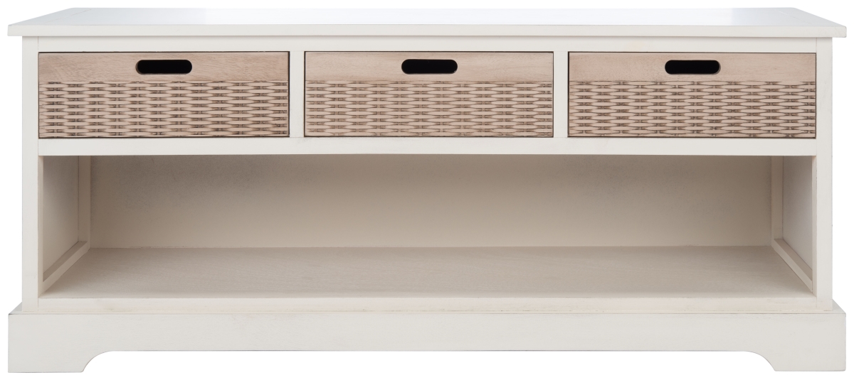 Picture of Safavieh BCH5701A Landers 3 Drawer Storage Bench, Distressed White
