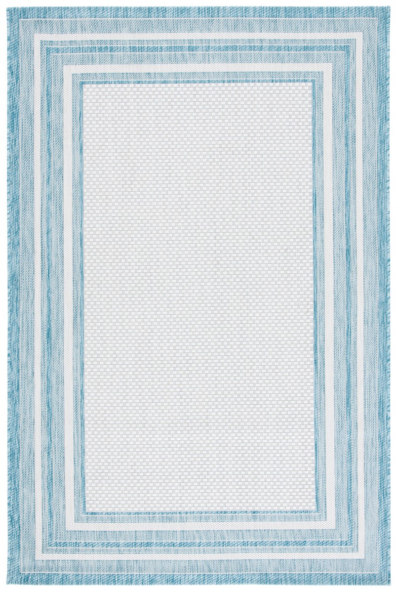 Picture of Safavieh CY8475-53612-7SQ 6 ft.-7 in. x 6 ft.-7 in. Courtyard Contemporary Square Rug&#44; Ivory & Aqua
