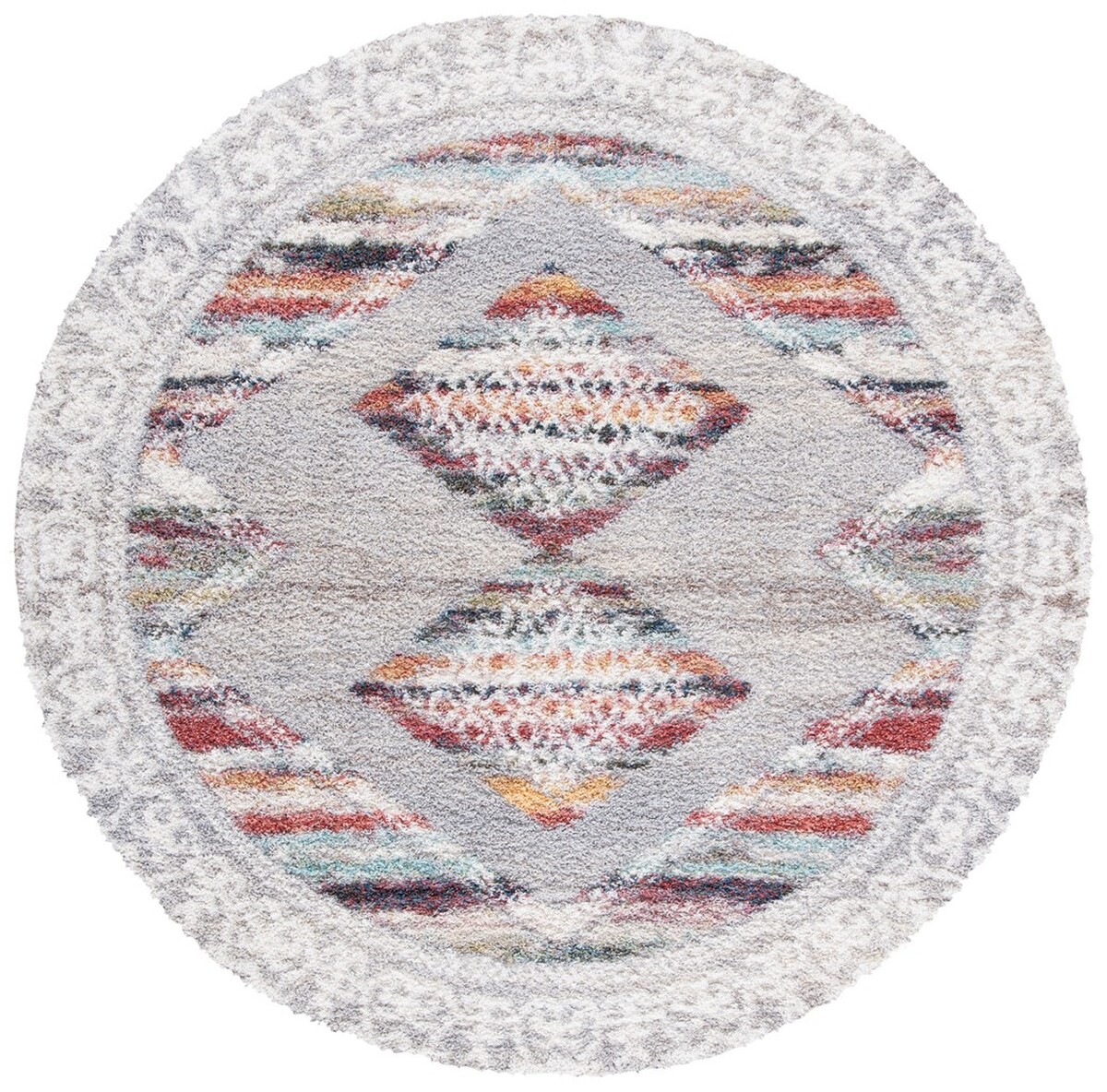Picture of Safavieh CAL136F-7R 6 ft. 7 in. x 6 ft. 7 in. Calista Power Loomed Round Area Rug&#44; Grey & Ivory
