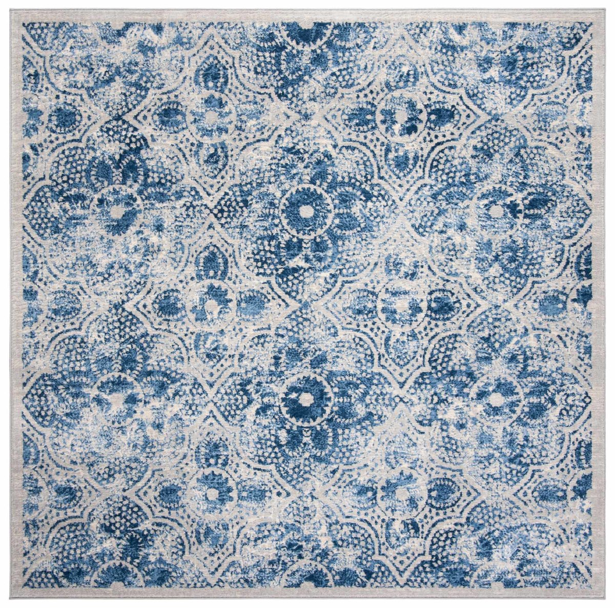 MSR2862D-4SQ 4 x 4 ft. Martha Stewart 28 Power Loomed Square Area Rug, Cream & Blue -  Safavieh