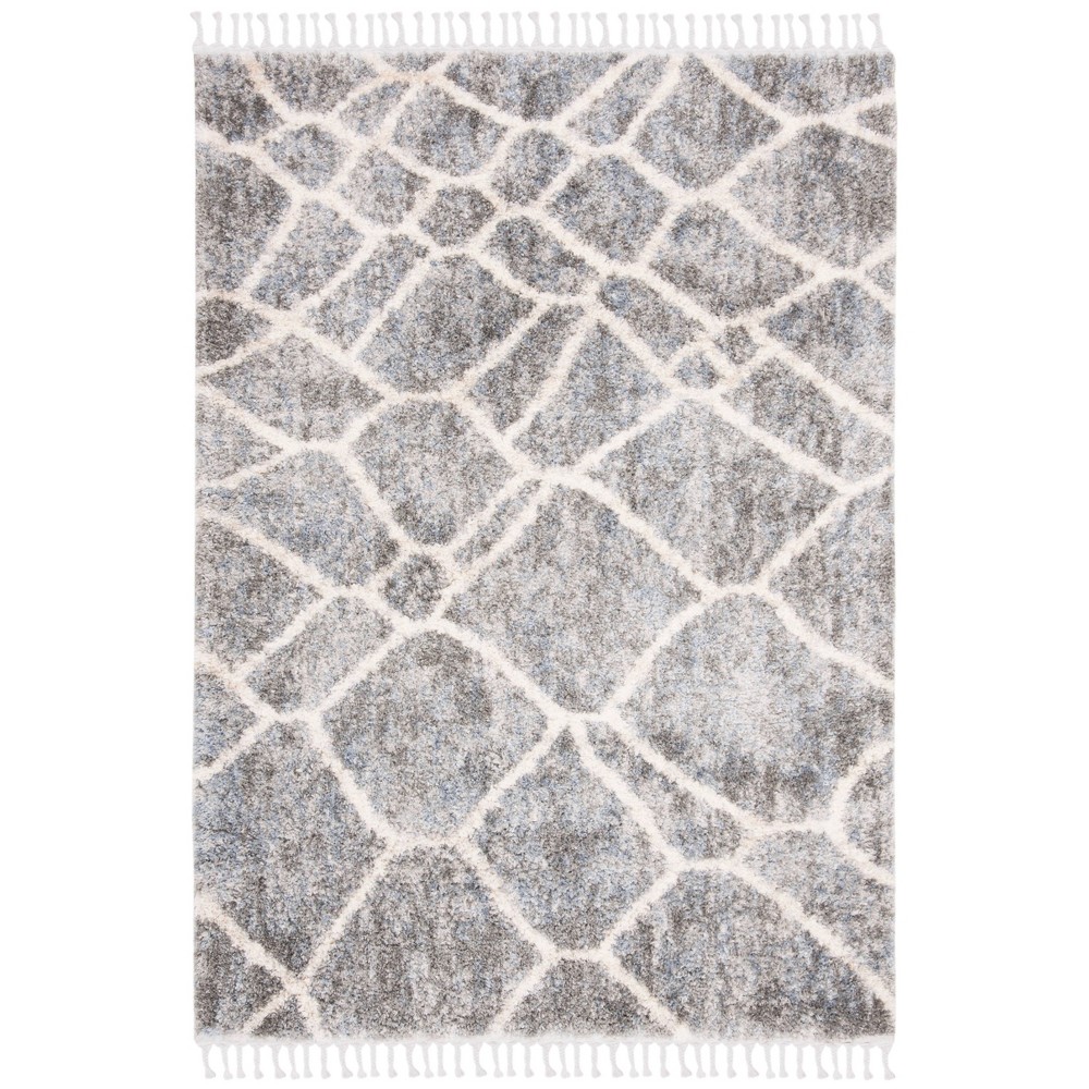 Picture of Safavieh BFG629F-4 4 x 6 ft. Berber Fringe Shag Indoor Power Loomed Contemporary Rectangle Area Rug&#44; Grey & Cream