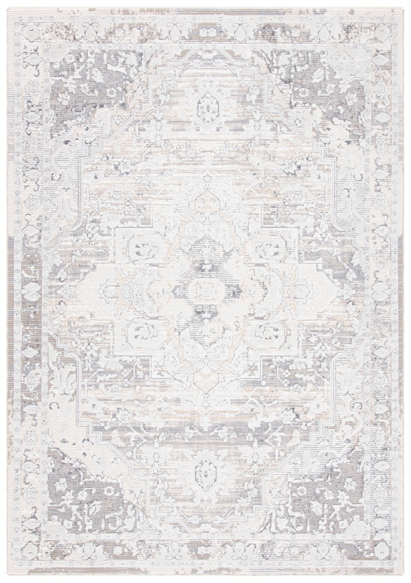 MSR8936B-210 2 ft.-6 in. x 10 ft. Martha Stewart Traditional Runner Power Loomed Rug, Grey & Beige -  Safavieh