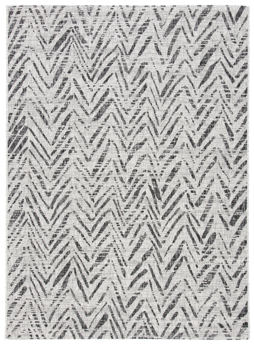 Picture of Safavieh CY8387-37612-5 5 ft.-5 in. x 7 ft.-7 in. Courtyard Contemporary Power Loomed Rectangle Rug&#44; Grey & Black