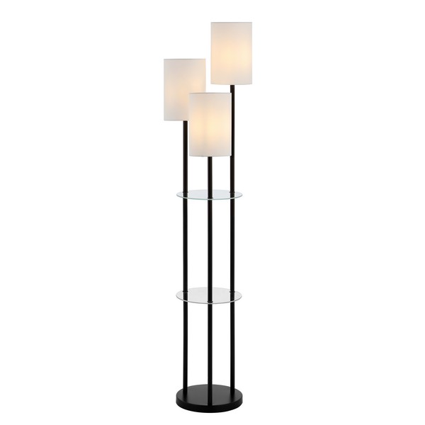 Safavieh Lighting Collection Soren 63-inch 3-Light Glass/Black Iron Floor Lamp (LED Bulb Included)