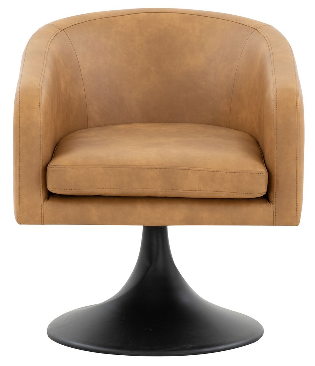 SFV4775A Gonzalez Pedastal Chair, Light Brown & Black -  Safavieh