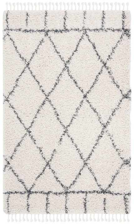 PLX433A-4 4 x 6 ft. Pro Lux Shag 433 Power Loomed Rectangle Area Rug, Cream & Blue -  Safavieh