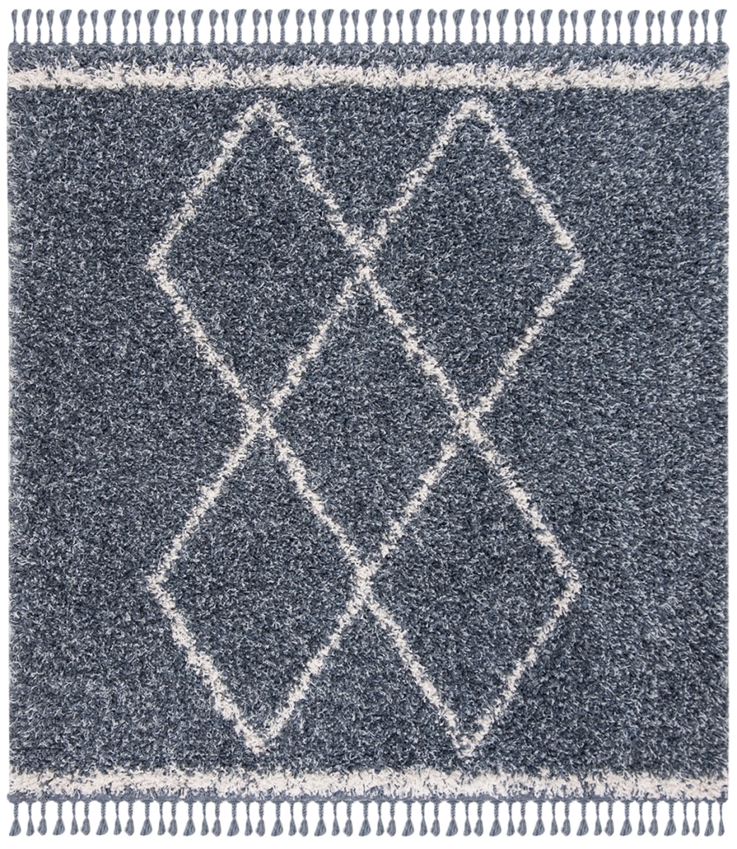PLX435L-7SQ 6 ft. 7 in. x 6 ft. 7 in. Pro Lux Shag 435 Power Loomed Square Area Rug, Cream & Blue -  Safavieh