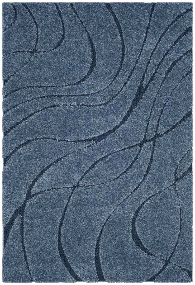 SG471-6065-1115 11 x 15 ft. Shag Power Loomed Rectangle Area Rug, Light Blue & Blue -  Safavieh