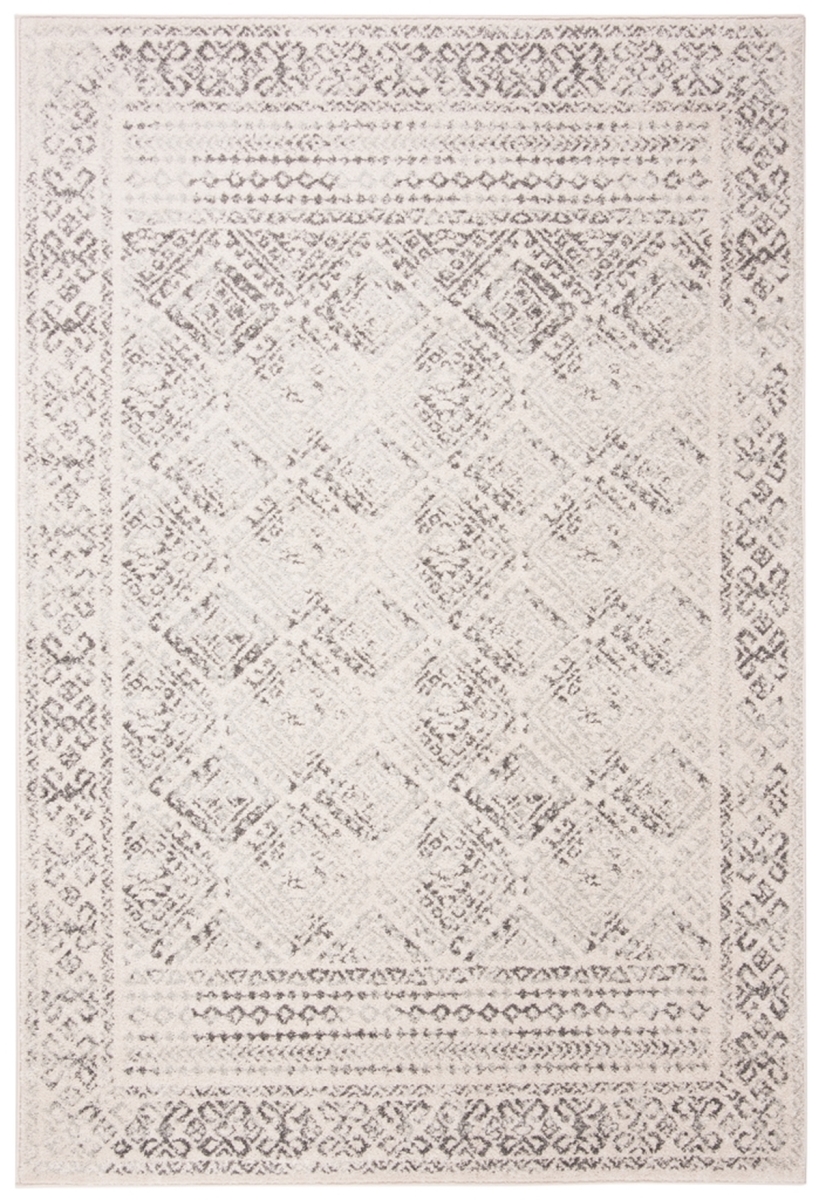 TUL264A-1215 12 x 15 in. Tulum Power Loomed Rectangle Area Rug, Ivory & Grey