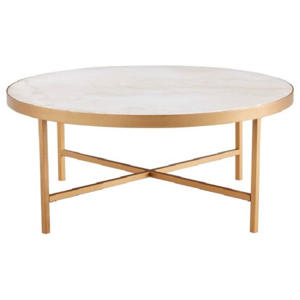 Picture of Safavieh SFV9512A Caralyn Round Marble Coffee Table&#44; White & Brass