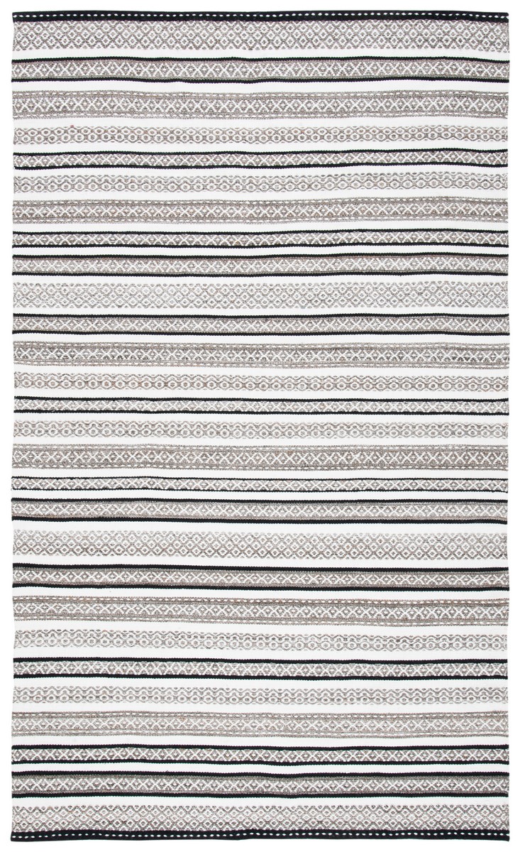 Picture of Safavieh STK102Z-8 8 x 10 ft. Striped Kilim Global Rectangle Flat Weave Rug&#44; Black & Ivory