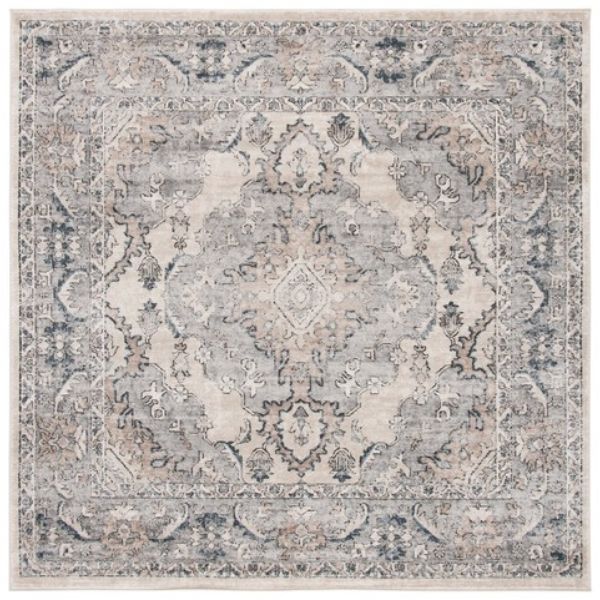 MSR898B-7SQ 7 x 7 ft. Martha Stewart Traditional Square Power Loomed Rug, Beige & Grey -  Safavieh