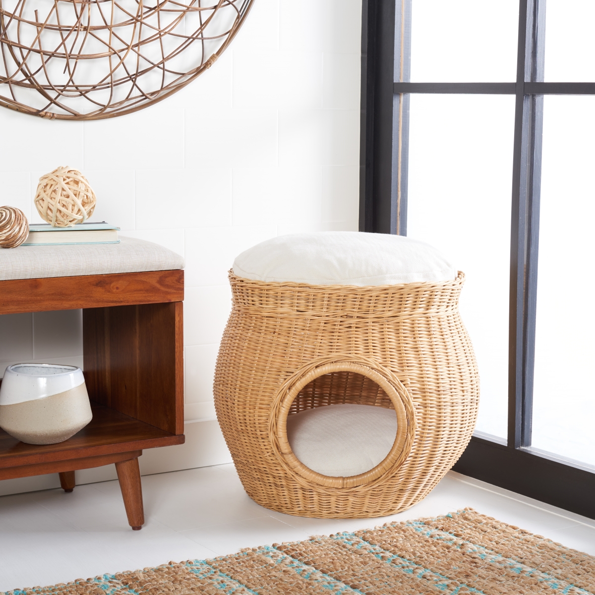 Picture of Safavieh PET6500A Suli Cat Bed with Cushion&#44; Honey & White