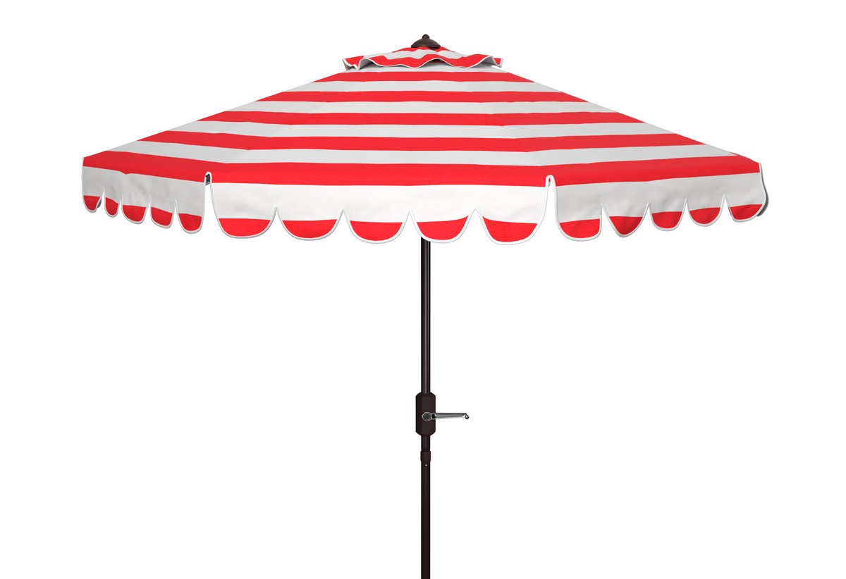 Picture of Safavieh PAT8011R 9 ft. Ramona Crank Umbrella, Red Stripe