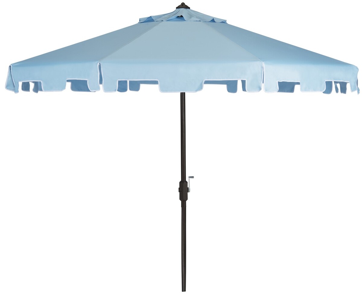Picture of Safavieh PAT8100D 11 ft. Zimmerman Market Umbrella&#44; Baby Blue & White