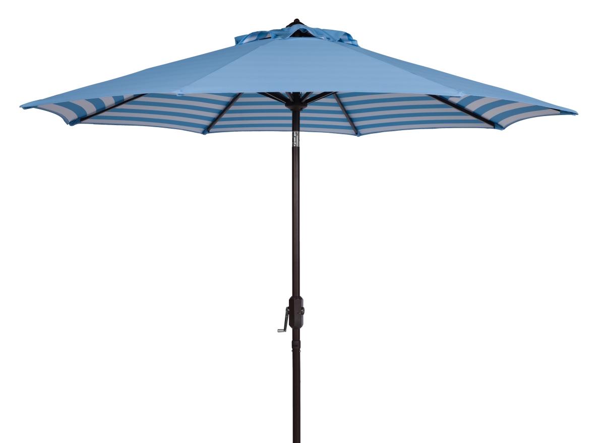 Picture of Safavieh PAT8107C 11 ft. Athens Crank Umbrella&#44; Baby Blue & White