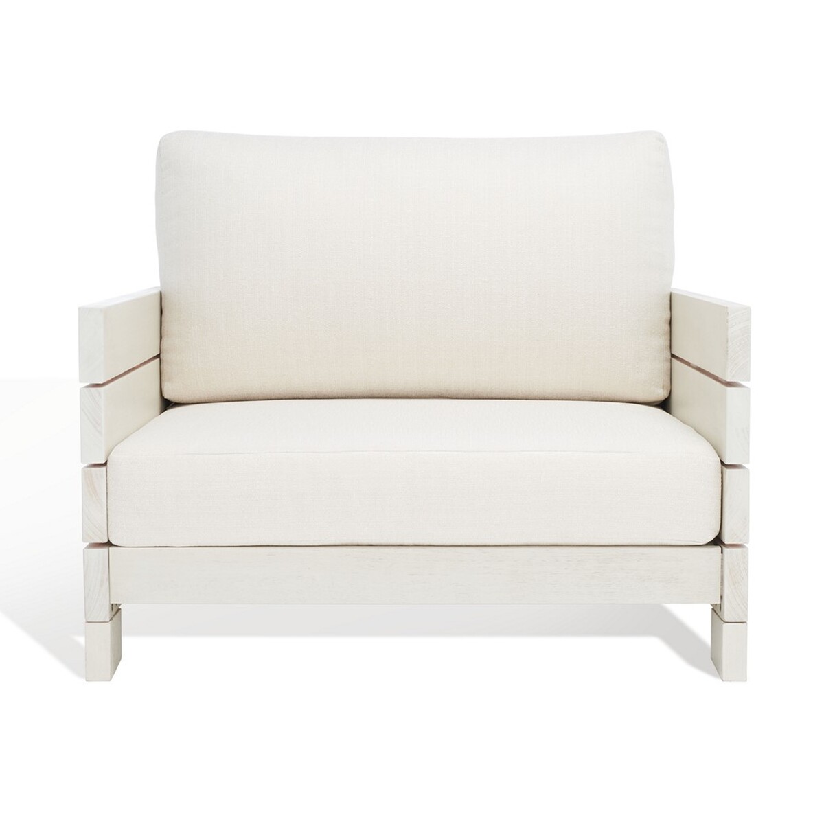 Picture of Safavieh CPT1034A 25.9 x 35.8 x 33.8 in. Chrissie Wood Patio Chair&#44; White Washed & Beige