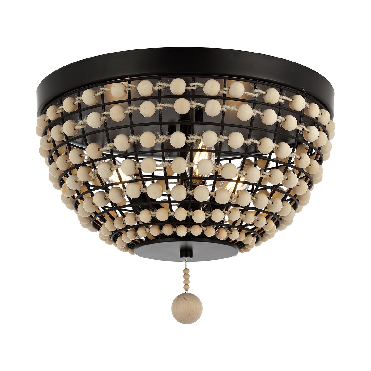 Picture of Safavieh FLU4099A 15 in. Bolson 3-Light Bronze Natural Metal & Wood Flush Mount