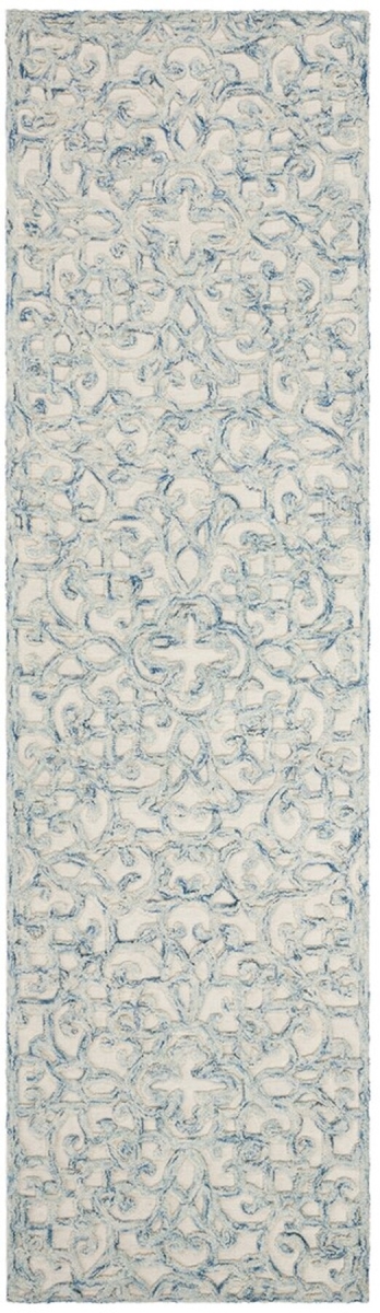 MSR3513B-28 2 ft. 2 in. x 8 in. MSR Trace Hand Tufted Runner Area Rug, Blue & Ivory -  Safavieh