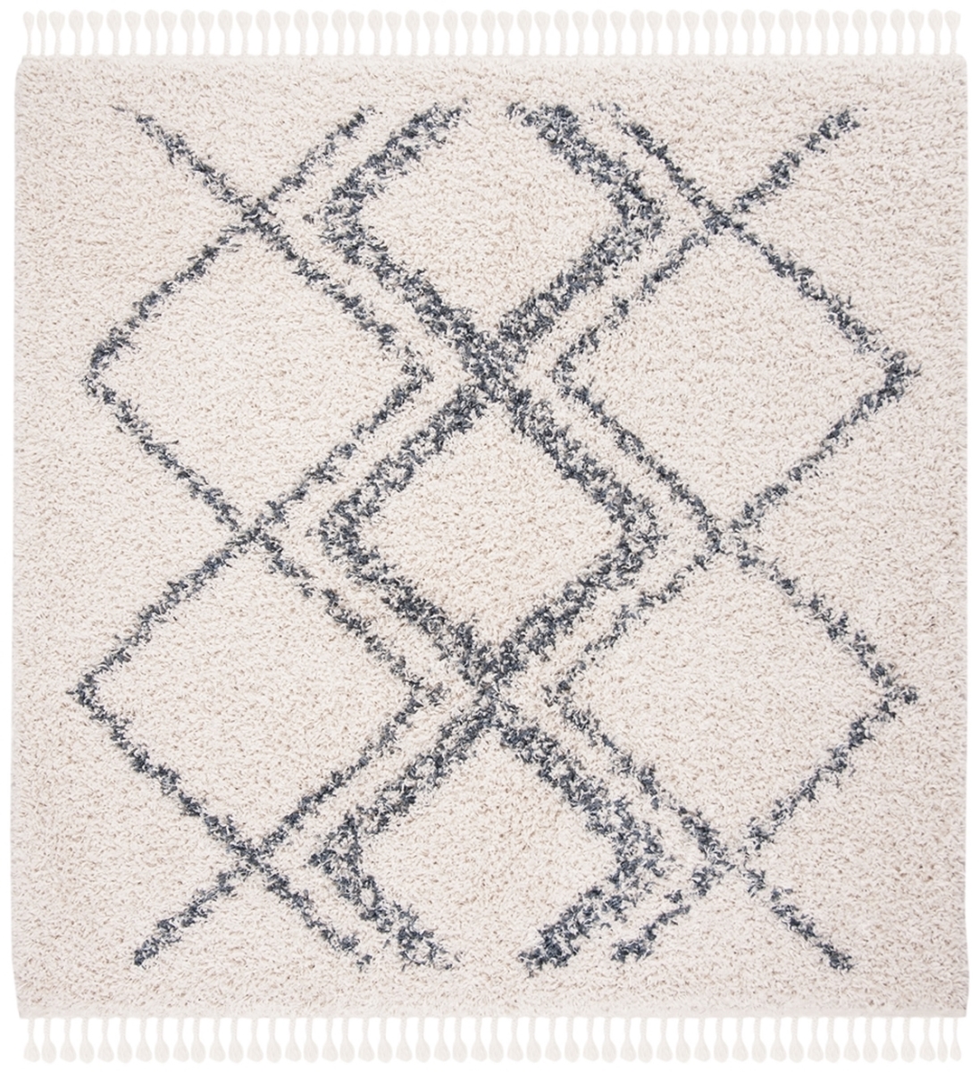 PLX432A-7SQ 7 x 7 ft. Pro Lux Shag & Flokati Power Loomed Square Area Rug, Cream & Blue -  Safavieh