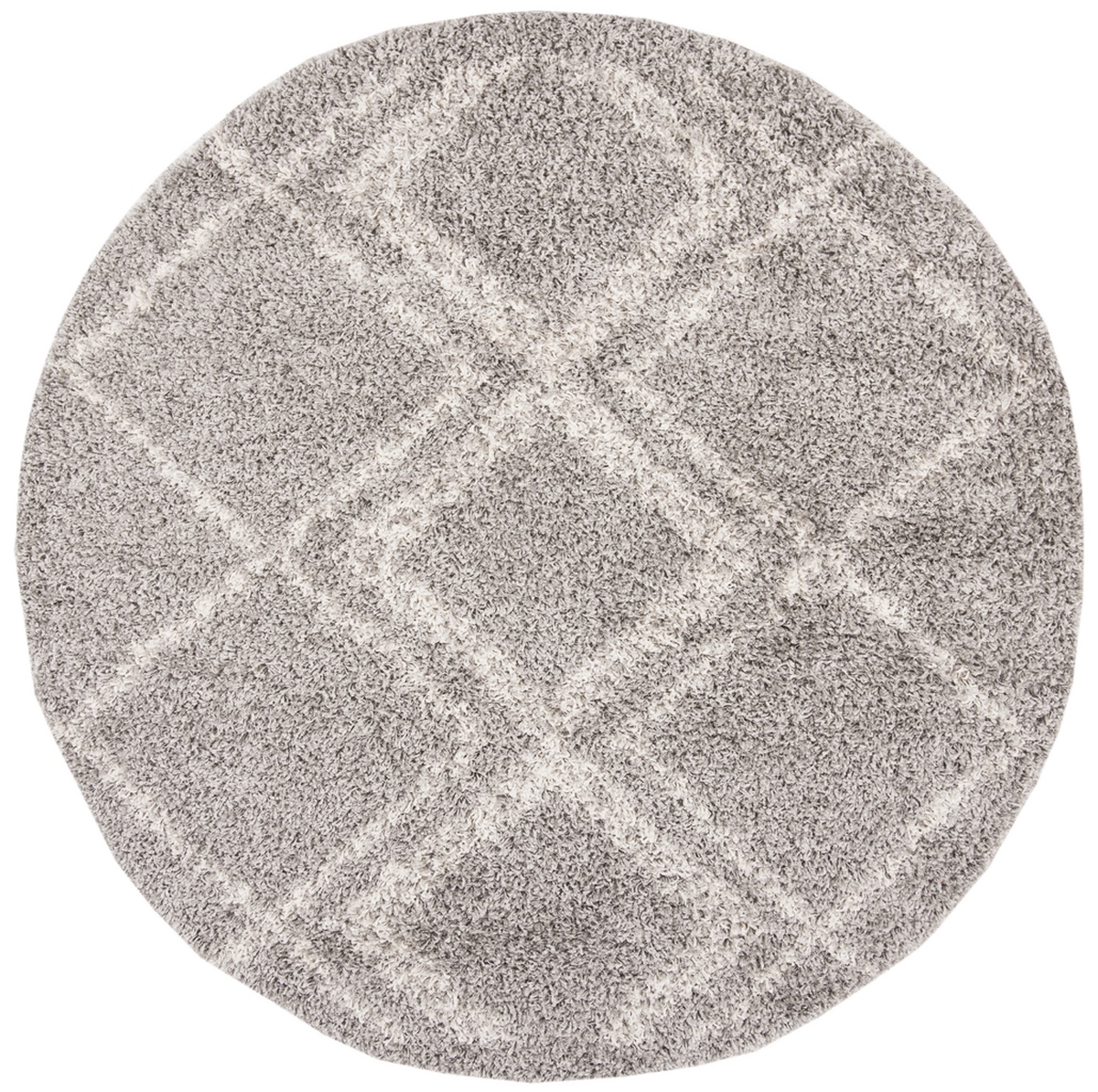 PLX432F-7R 7 x 7 ft. Pro Lux Shag & Flokati Power Loomed Round Area Rug, Grey & Cream -  Safavieh