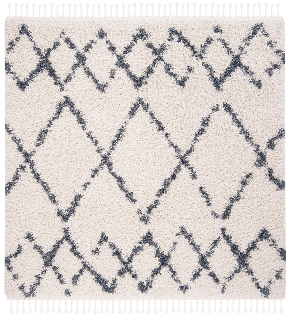 PLX434A-7SQ 7 x 7 ft. Pro Lux Shag & Flokati Power Loomed Square Area Rug, Cream & Blue -  Safavieh