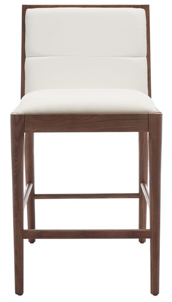 SFV4147C-SET2 Laycee Linen Counter Stool, Walnut & White - Set of 2 -  Safavieh