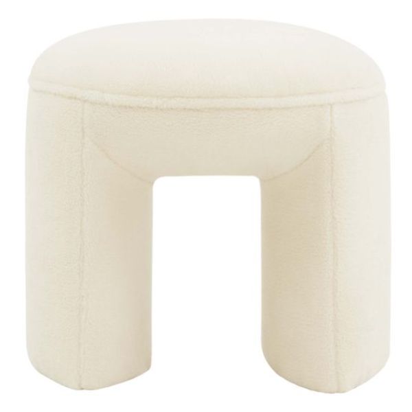 SFV4809A Vivie Faux Shearling Ottoman, Ivory -  Safavieh