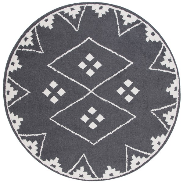 PYR213H-7R 6 ft. 7 in. x 6 ft. 7 in. Pyramid Collection Contemporary Round Rug - Charcoal & Ivory -  Safavieh