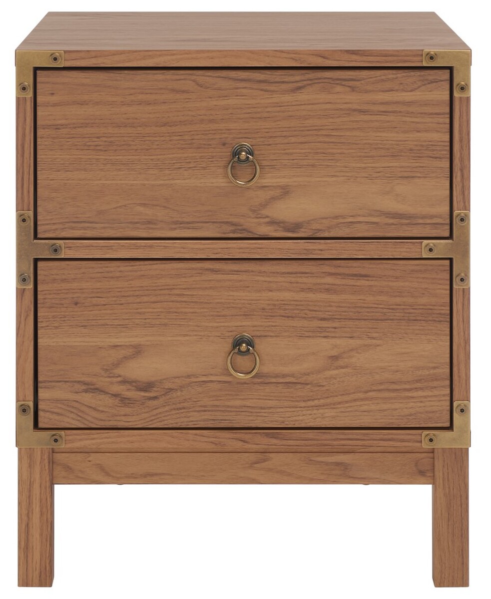 Picture of Safavieh NST9600D Galio 2 Drawer Nightstand&#44; Oak & Gold