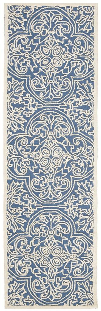 TRC101B-212 2 ft. -3 in. x 12 ft. Trace Runner Rug, Blue & Ivory -  Safavieh