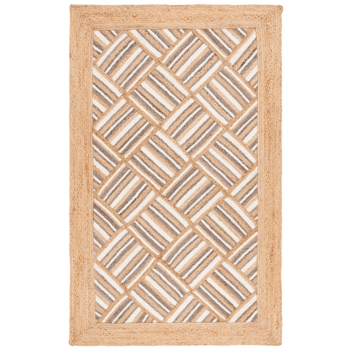 Picture of Safavieh NF897A-6 6 x 9 ft. Natural Fiber Rugin Hand Woven Global Rectangle Area Rug&#44; Natural & Grey