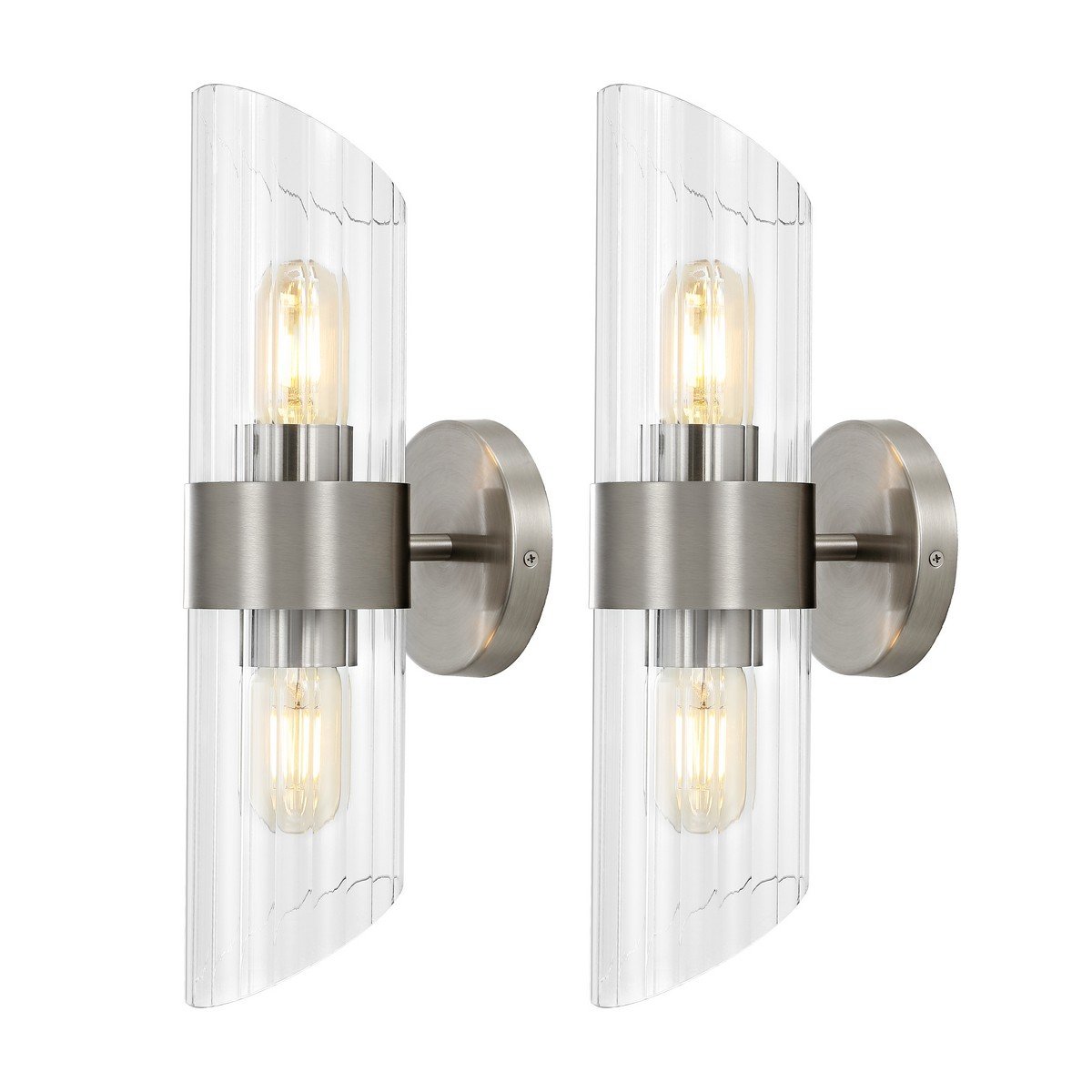 Picture of Safavieh SCN4099A-SET2 6.25 in. 2 Light Eytan Wall Sconce&#44; Nickel - Set of 2