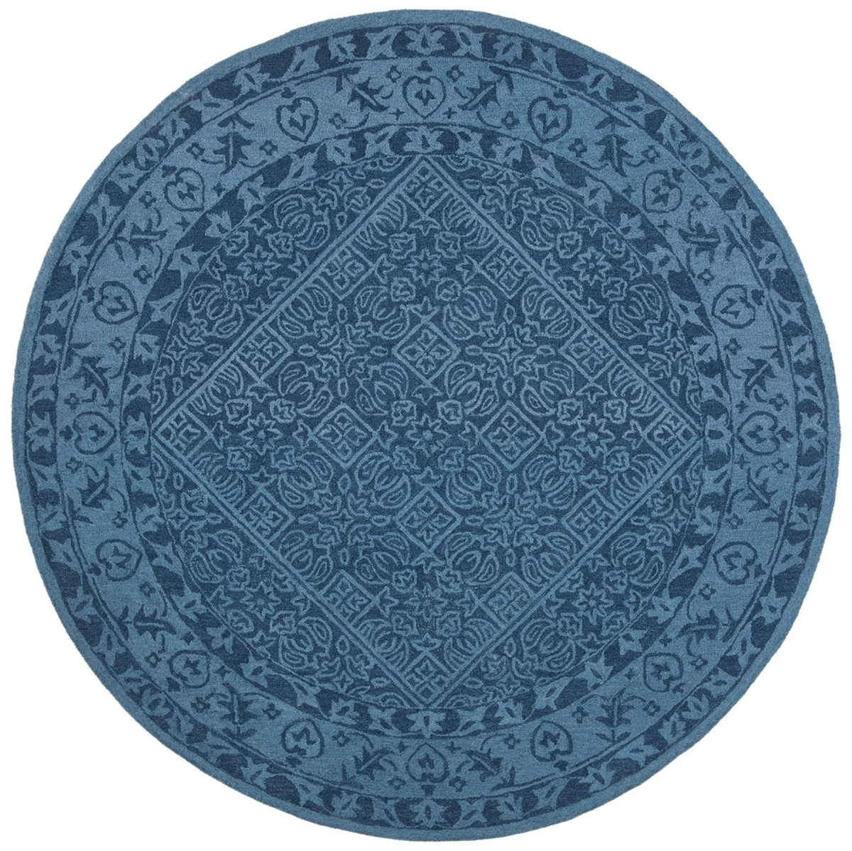 DDY151N-3R 3 x 3 ft. Dip Dye Traditional Hand Tufted Round Rug, Navy Blue -  Safavieh