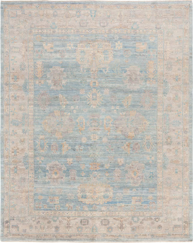 OSH109M-9 9 x 12 ft. Oushak Traditional Hand Knotted Rectangle Area Rug, Light Gold & Beige -  Safavieh