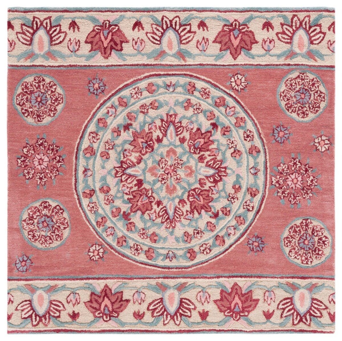 BLG601Q-3SQ 3 x 3 ft. Bellagio Country Hand Tufted Square Rug, Red & Beige -  Safavieh