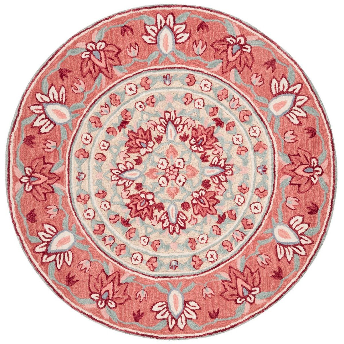 BLG601Q-7R 7 x 7 ft. Bellagio Country Hand Tufted Round Rug, Red & Beige -  Safavieh